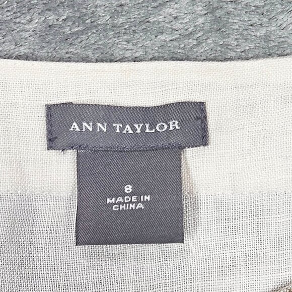 Ann Taylor Top Womens 8 Ivory Linen Beaded Beachy Boho Coastal Popover Tunic - Picture 2 of 8